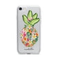 Personalised Floral Pineapple iPhone 7 Bumper Case on Silver iPhone