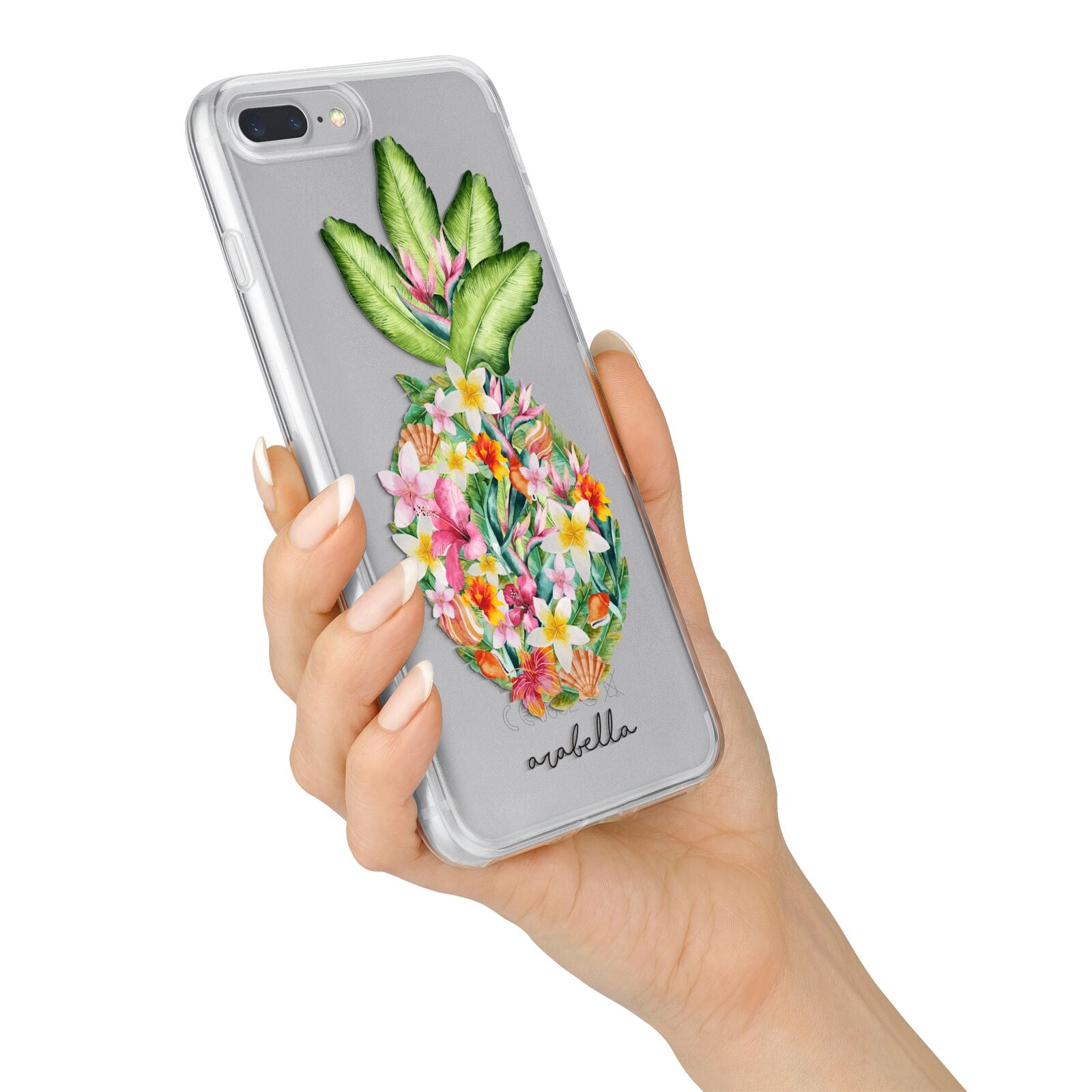 Personalised Floral Pineapple iPhone 7 Plus Bumper Case on Silver iPhone Alternative Image
