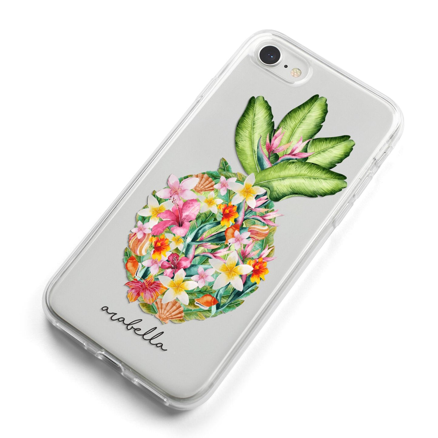 Personalised Floral Pineapple iPhone 8 Bumper Case on Silver iPhone Alternative Image