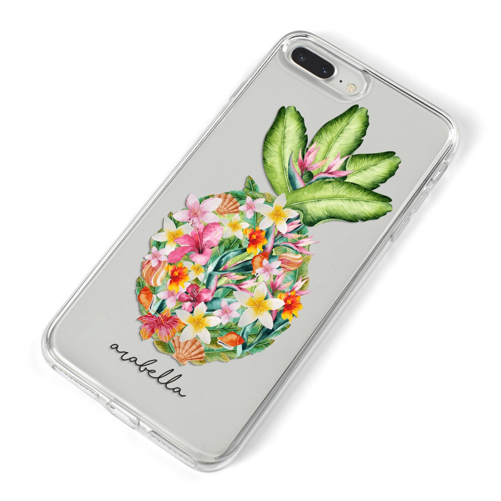 Personalised Floral Pineapple iPhone 8 Plus Bumper Case on Silver iPhone Alternative Image