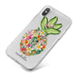 Personalised Floral Pineapple iPhone X Bumper Case on Silver iPhone