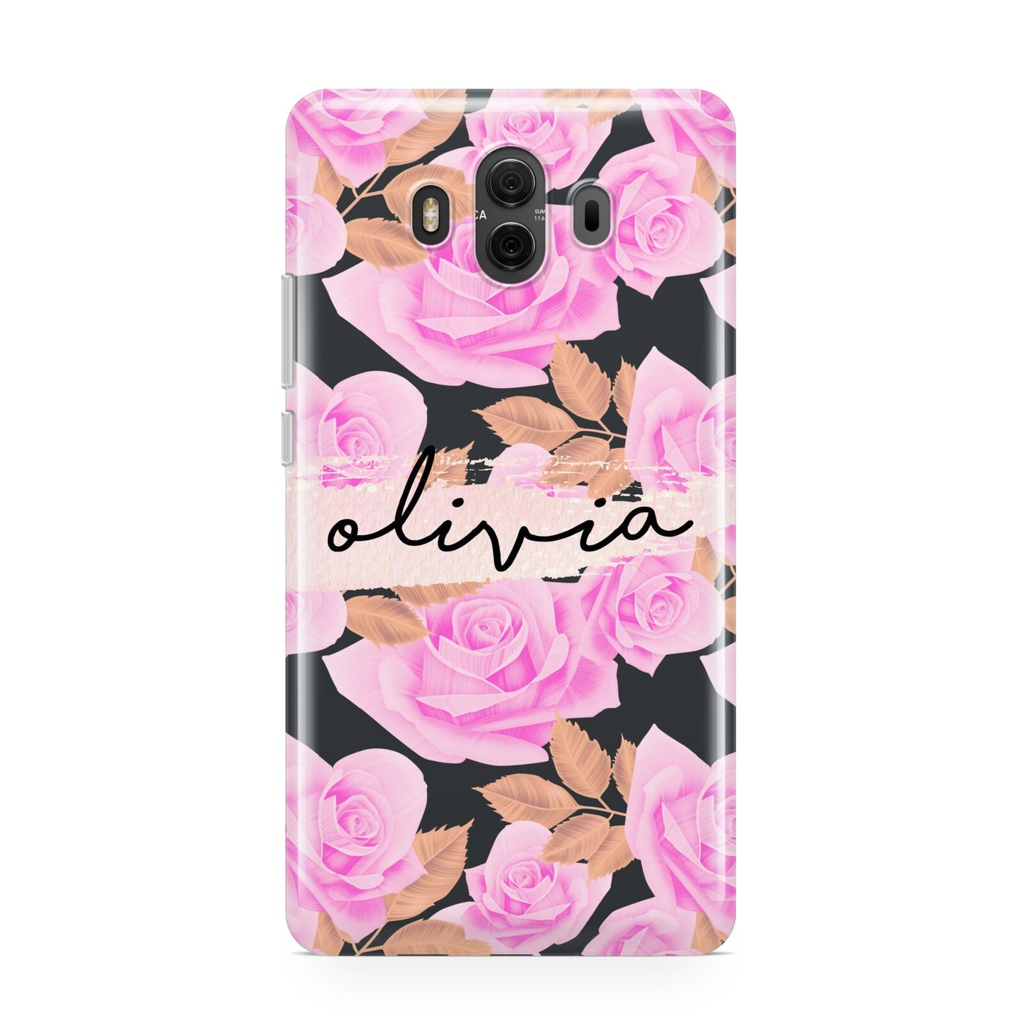 Personalised Floral Pink Roses Huawei Mate 10 Protective Phone Case