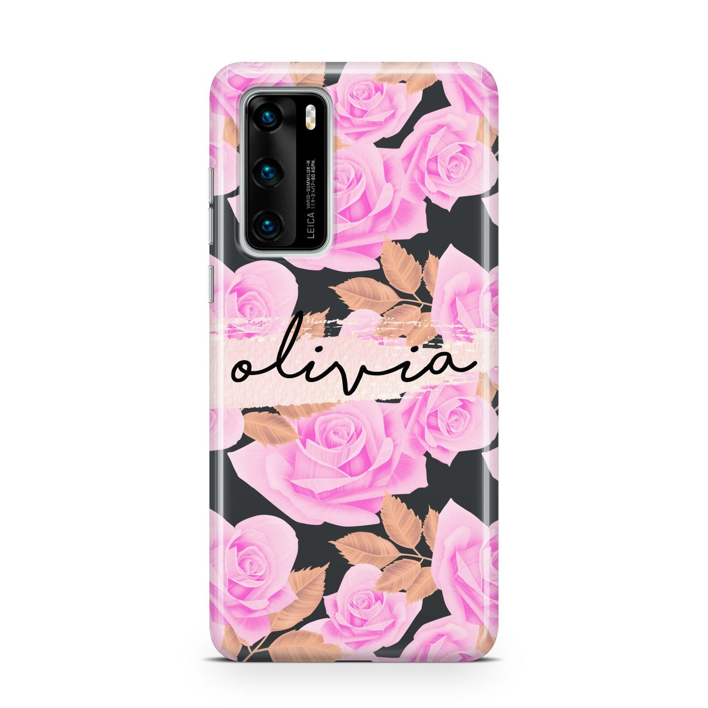 Personalised Floral Pink Roses Huawei P40 Phone Case