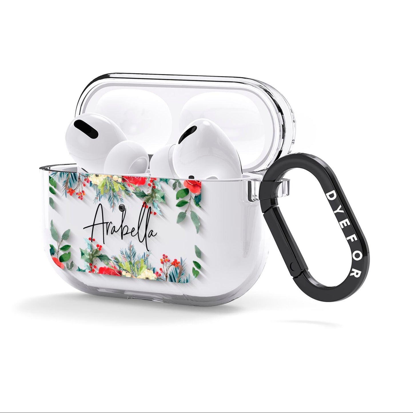 Personalised Floral Winter Arrangement AirPods Clear Case 3rd Gen Side Image