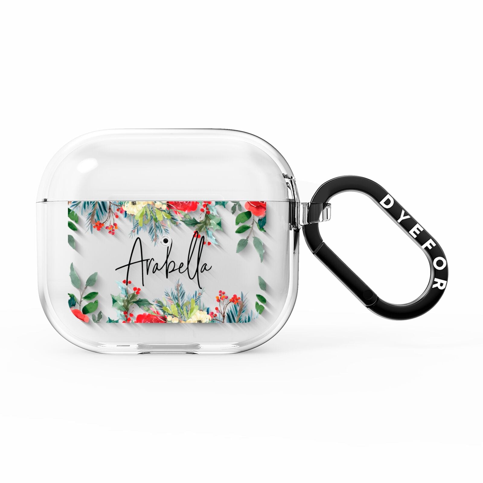 Personalised Floral Winter Arrangement AirPods Clear Case 3rd Gen