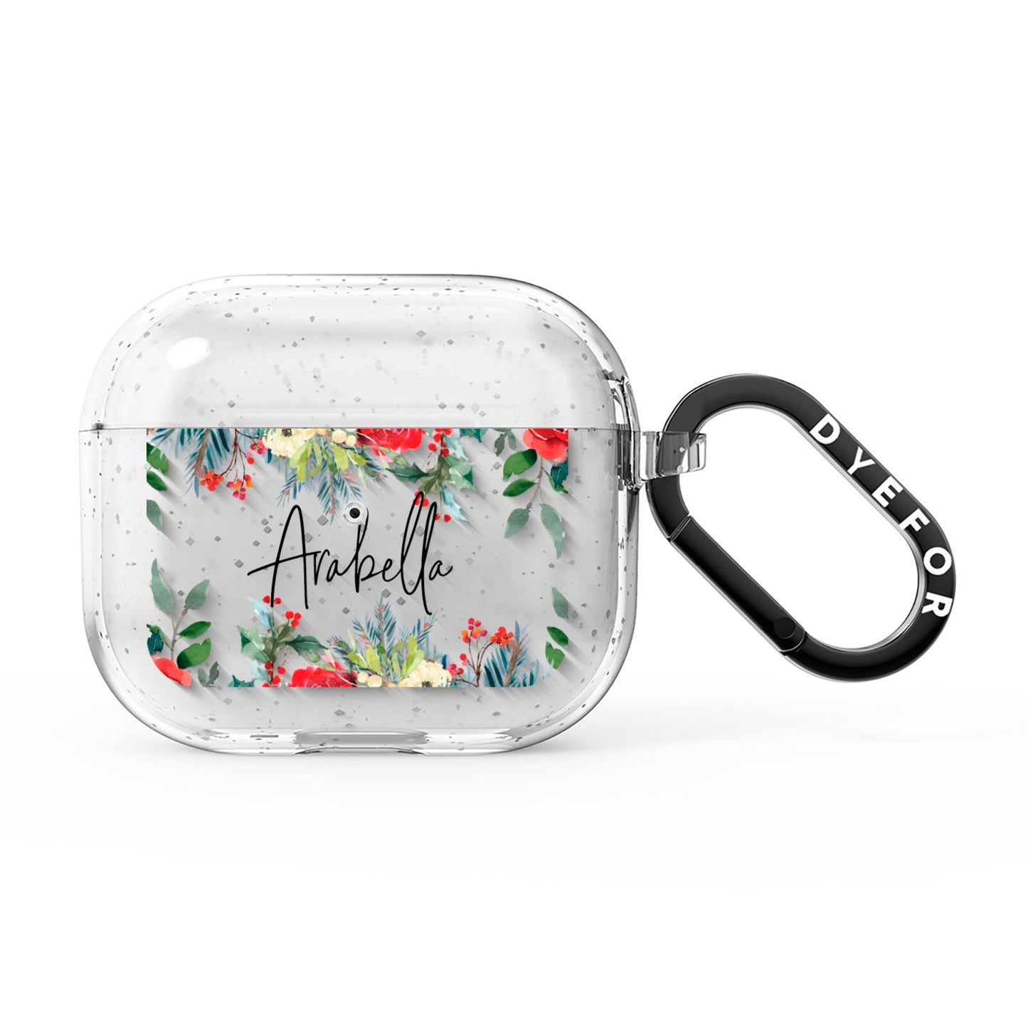 Personalised Floral Winter Arrangement AirPods Glitter Case 3rd Gen