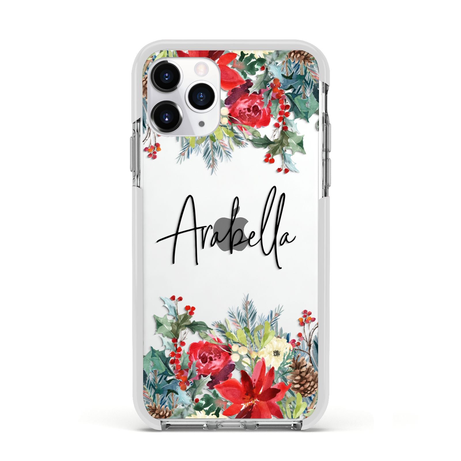 Personalised Floral Winter Arrangement Apple iPhone 11 Pro in Silver with White Impact Case