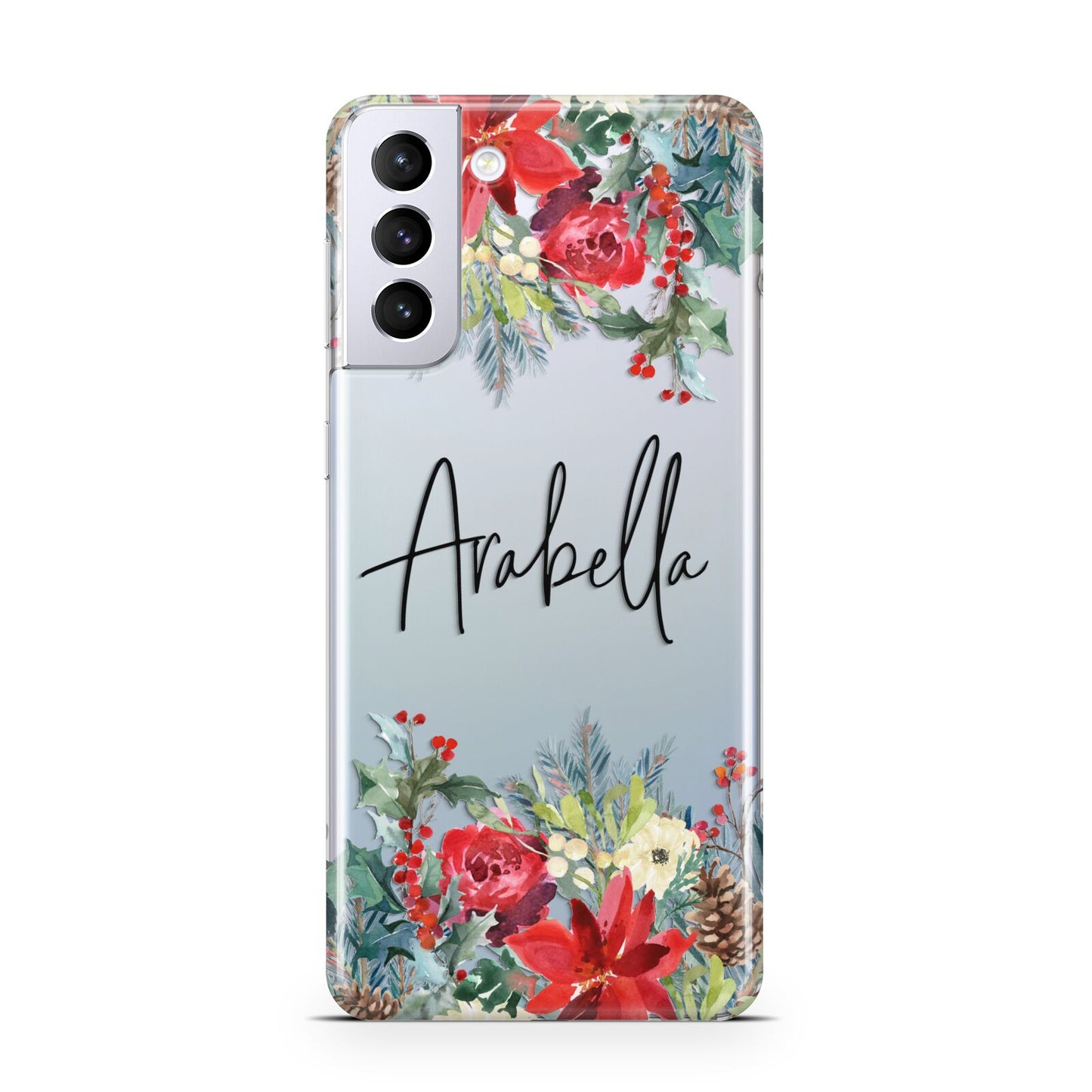 Personalised Floral Winter Arrangement Samsung S21 Plus Phone Case