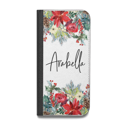 Personalised Floral Winter Arrangement Vegan Leather Flip Samsung Case