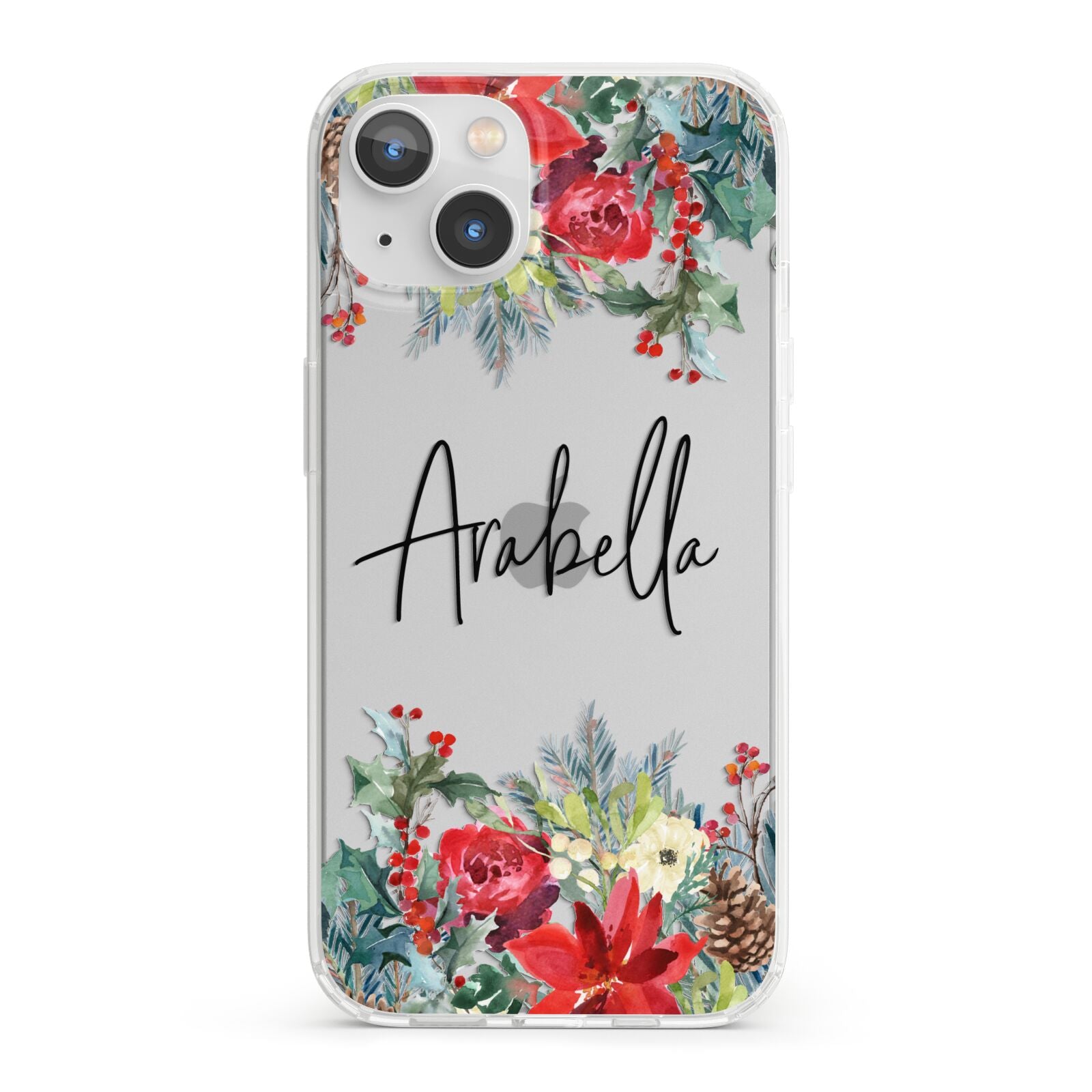 Personalised Floral Winter Arrangement iPhone 13 Clear Bumper Case