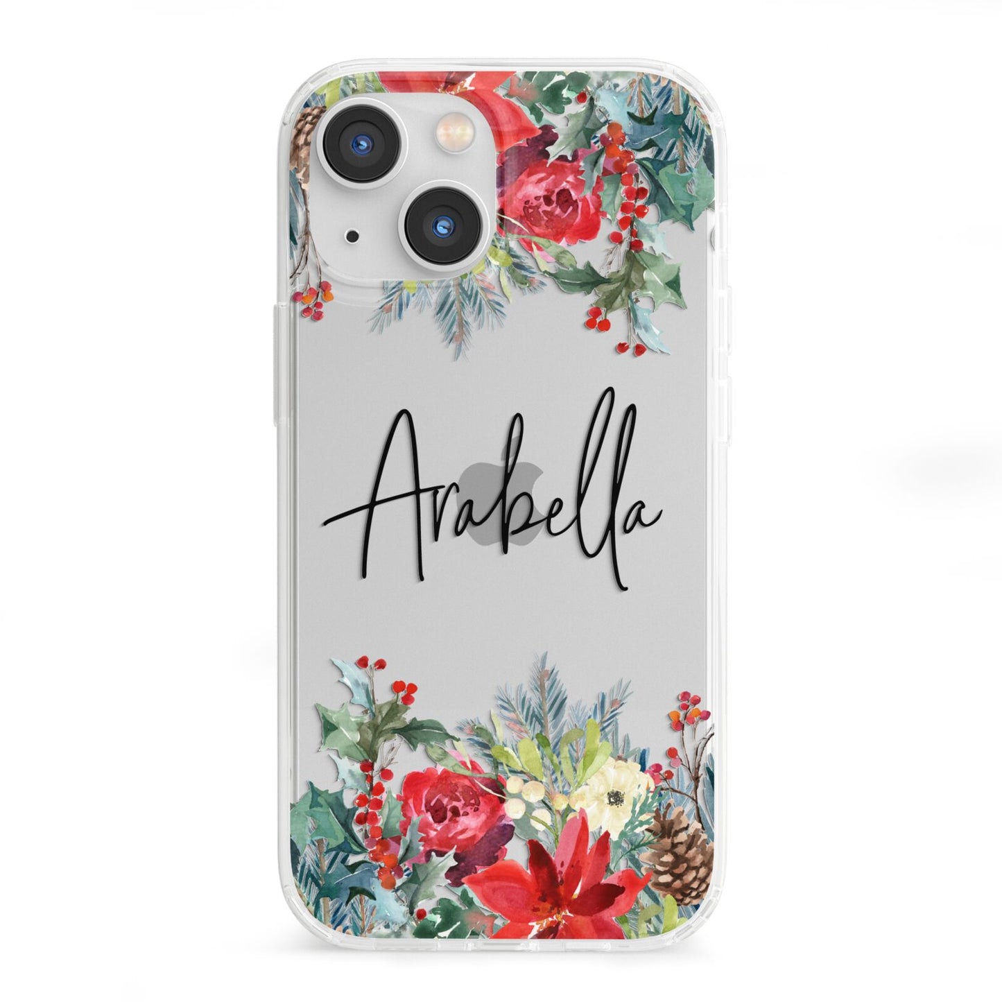 Personalised Floral Winter Arrangement iPhone 13 Mini Clear Bumper Case