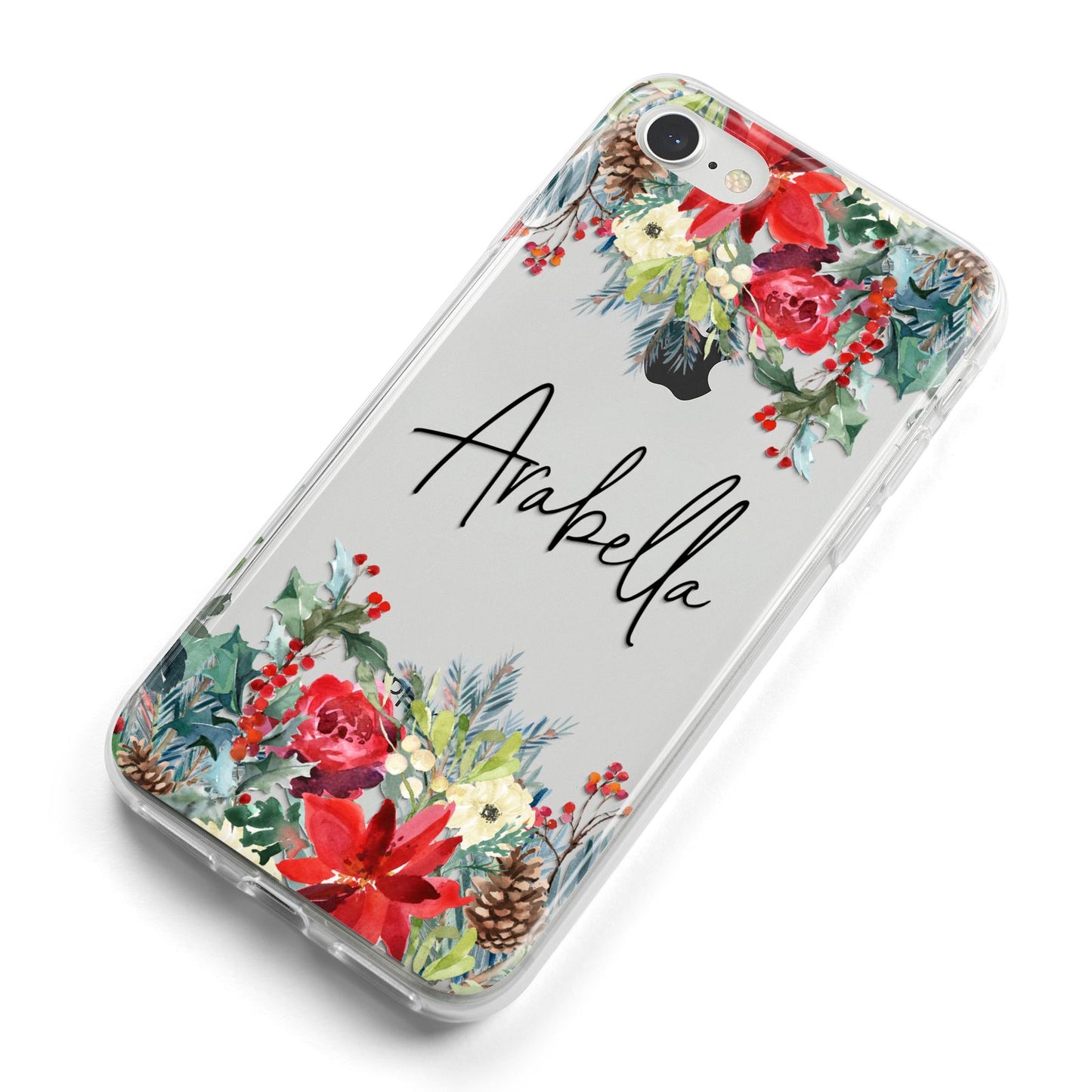 Personalised Floral Winter Arrangement iPhone 8 Bumper Case on Silver iPhone Alternative Image
