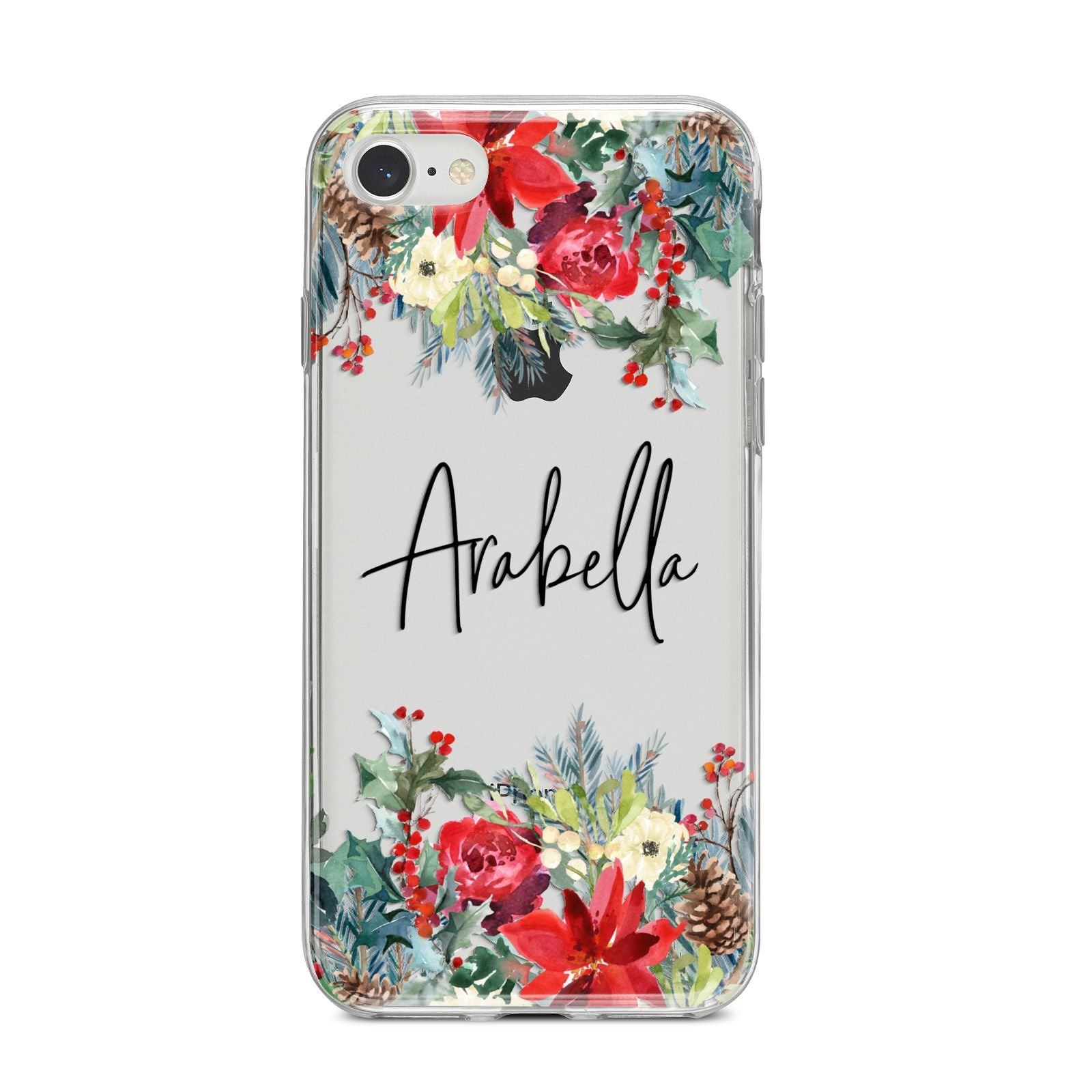 Personalised Floral Winter Arrangement iPhone 8 Bumper Case on Silver iPhone
