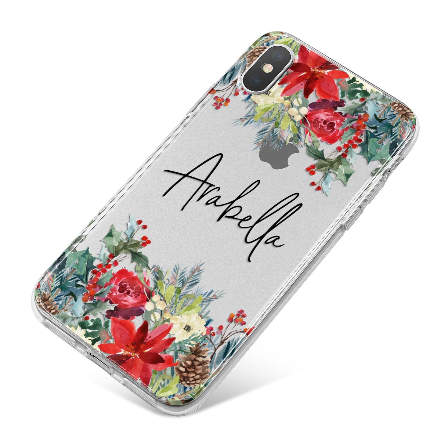 Personalised Floral Winter Arrangement iPhone X Bumper Case on Silver iPhone