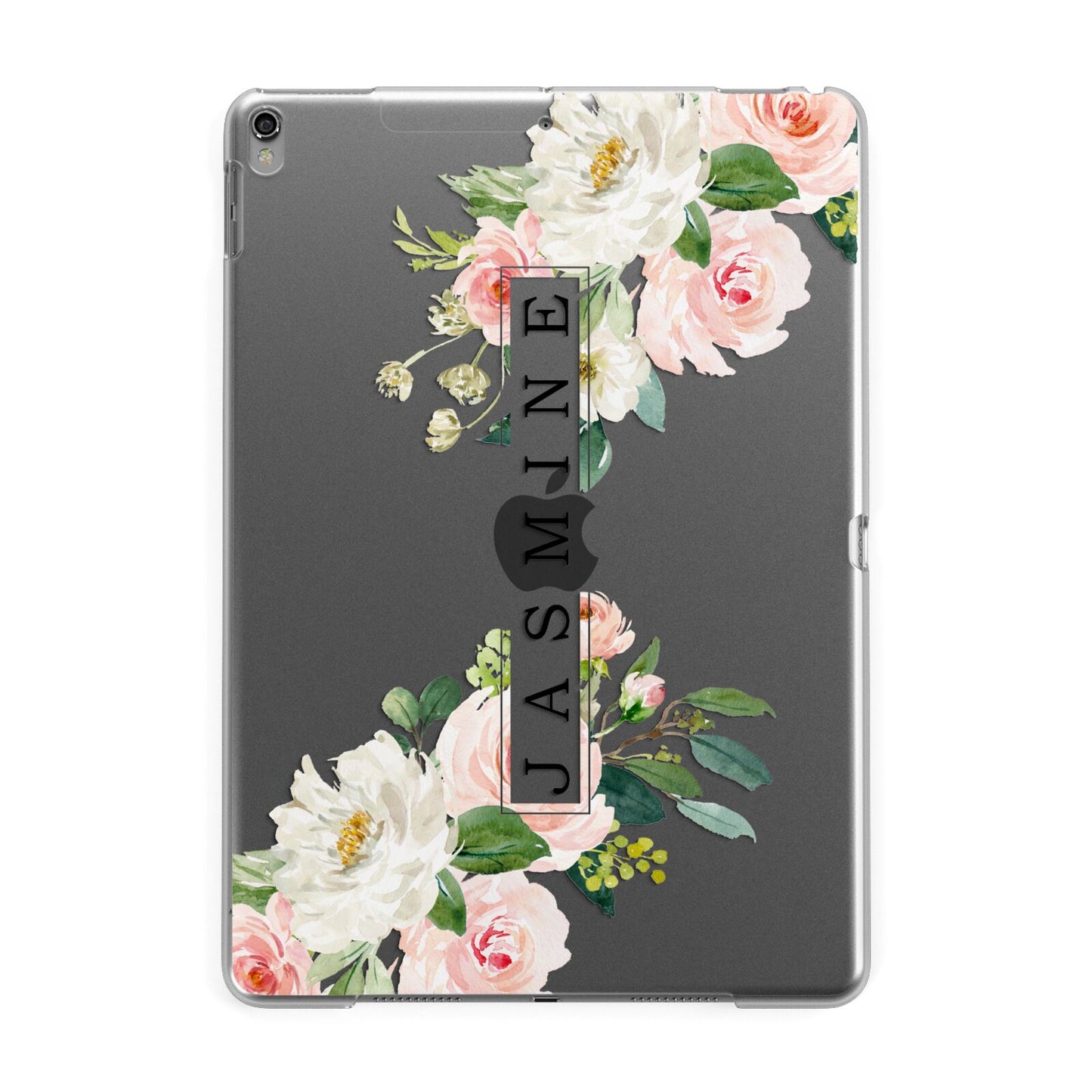 Personalised Floral Wreath with Name Apple iPad Grey Case