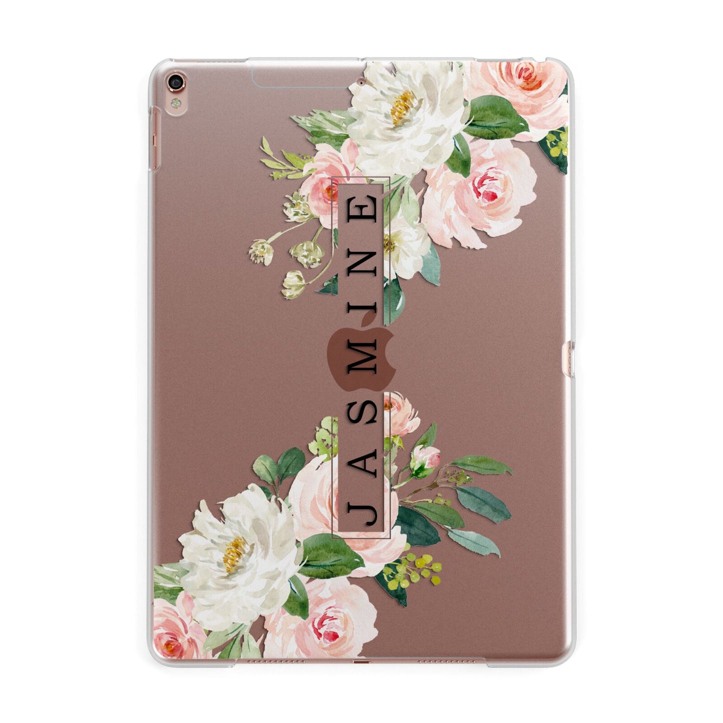 Personalised Floral Wreath with Name Apple iPad Rose Gold Case