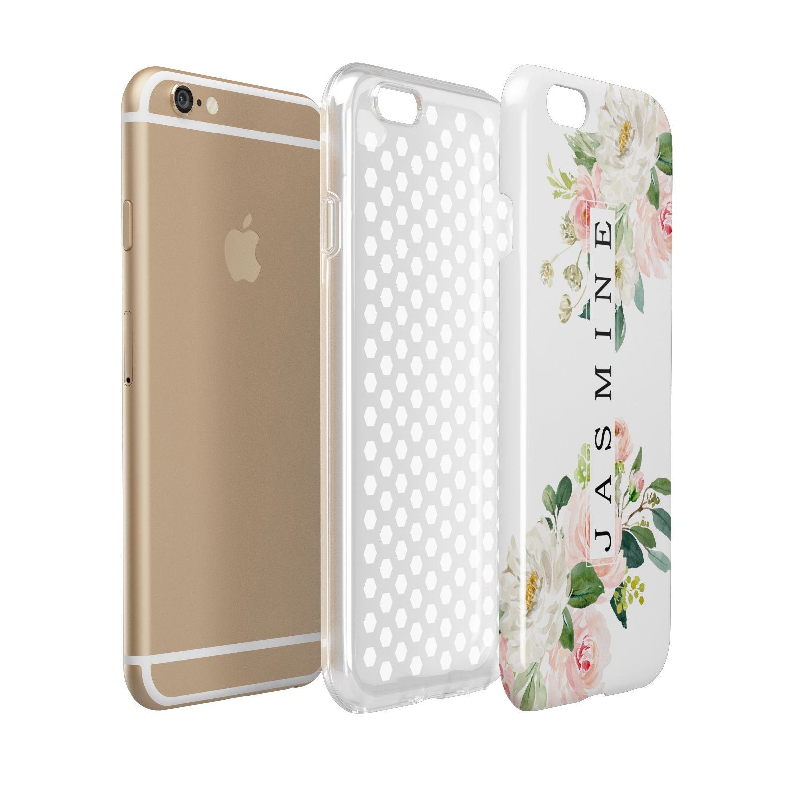 Personalised Floral Wreath with Name Apple iPhone 6 3D Tough Case Expanded view