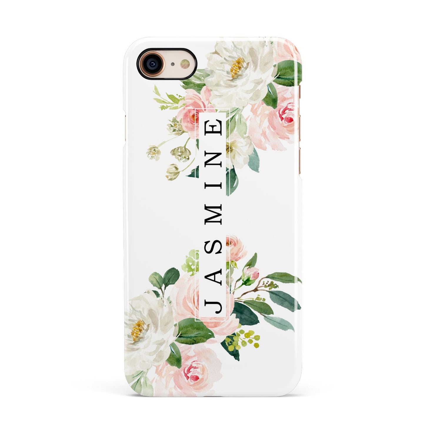 Personalised Floral Wreath with Name Apple iPhone 7 8 3D Snap Case