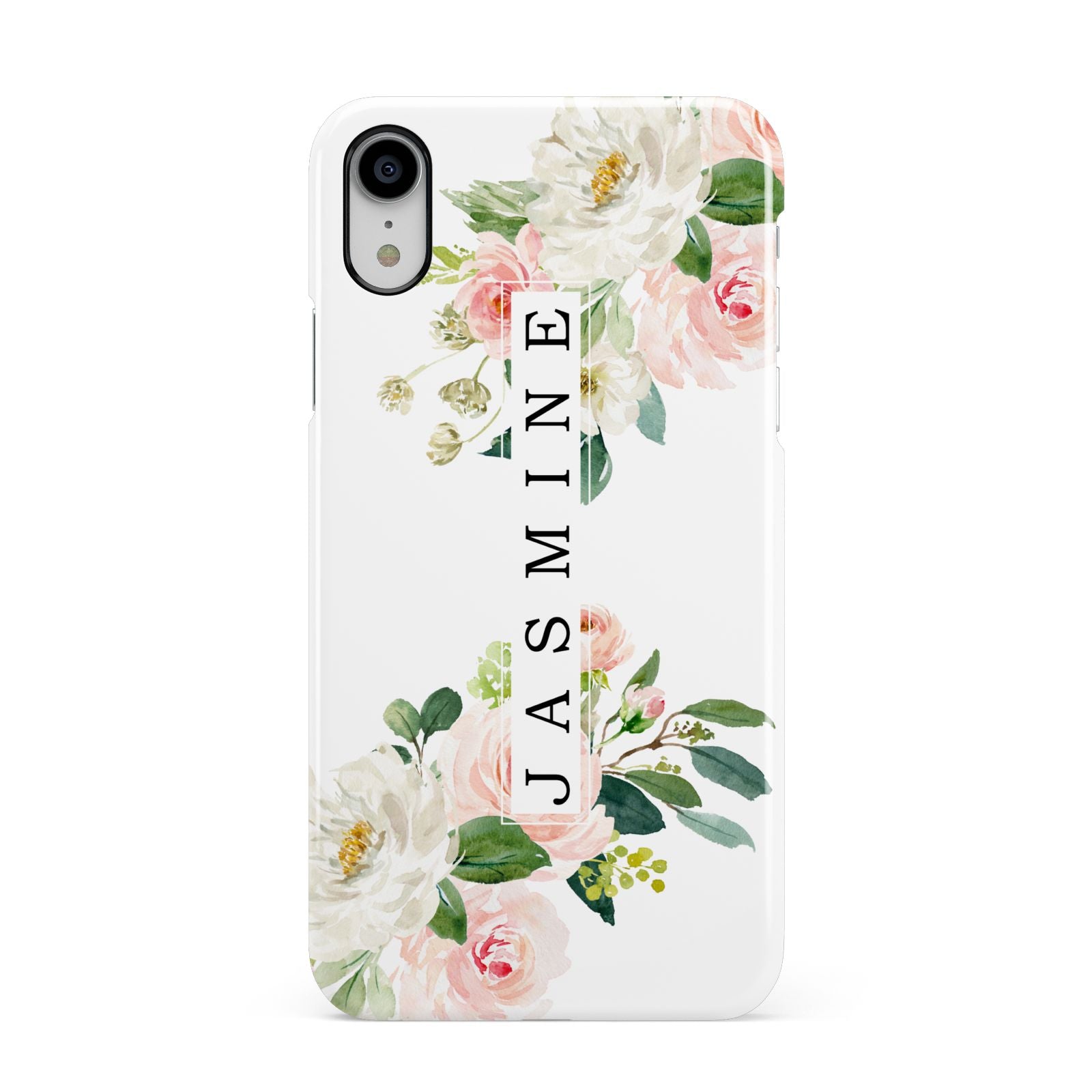 Personalised Floral Wreath with Name Apple iPhone XR White 3D Snap Case