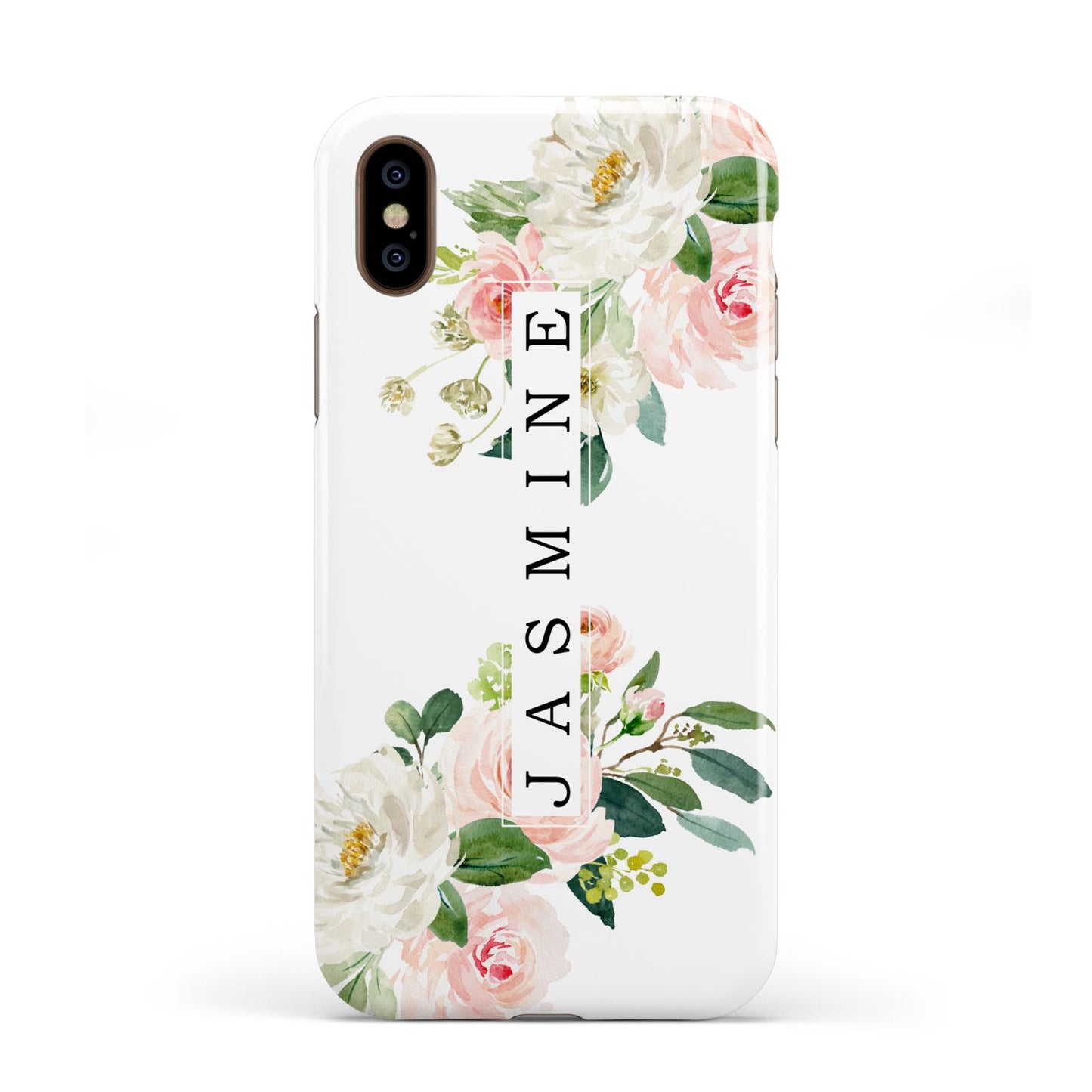 Personalised Floral Wreath with Name Apple iPhone XS 3D Tough