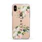 Personalised Floral Wreath with Name Apple iPhone Xs Impact Case Pink Edge on Gold Phone