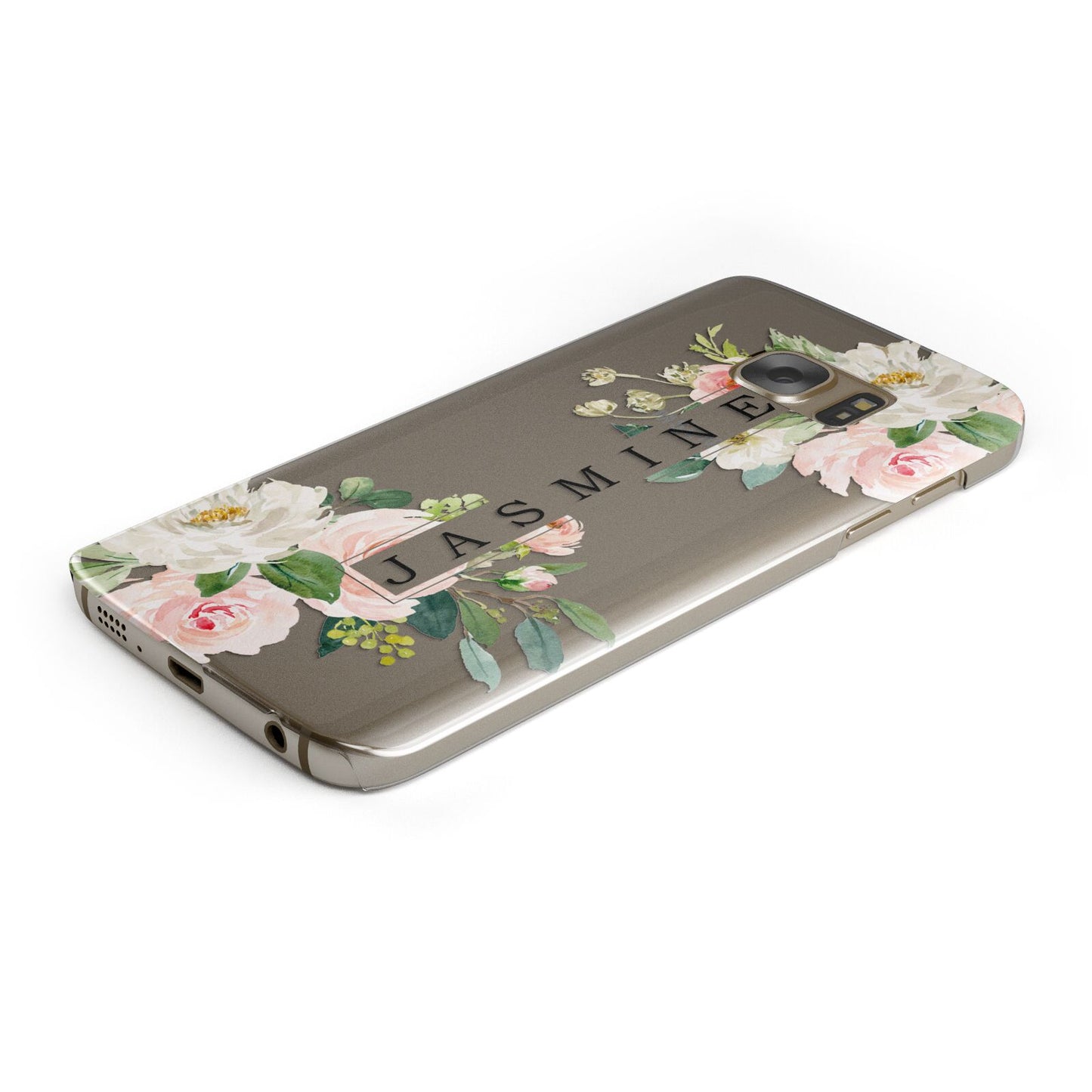 Personalised Floral Wreath with Name Protective Samsung Galaxy Case Angled Image