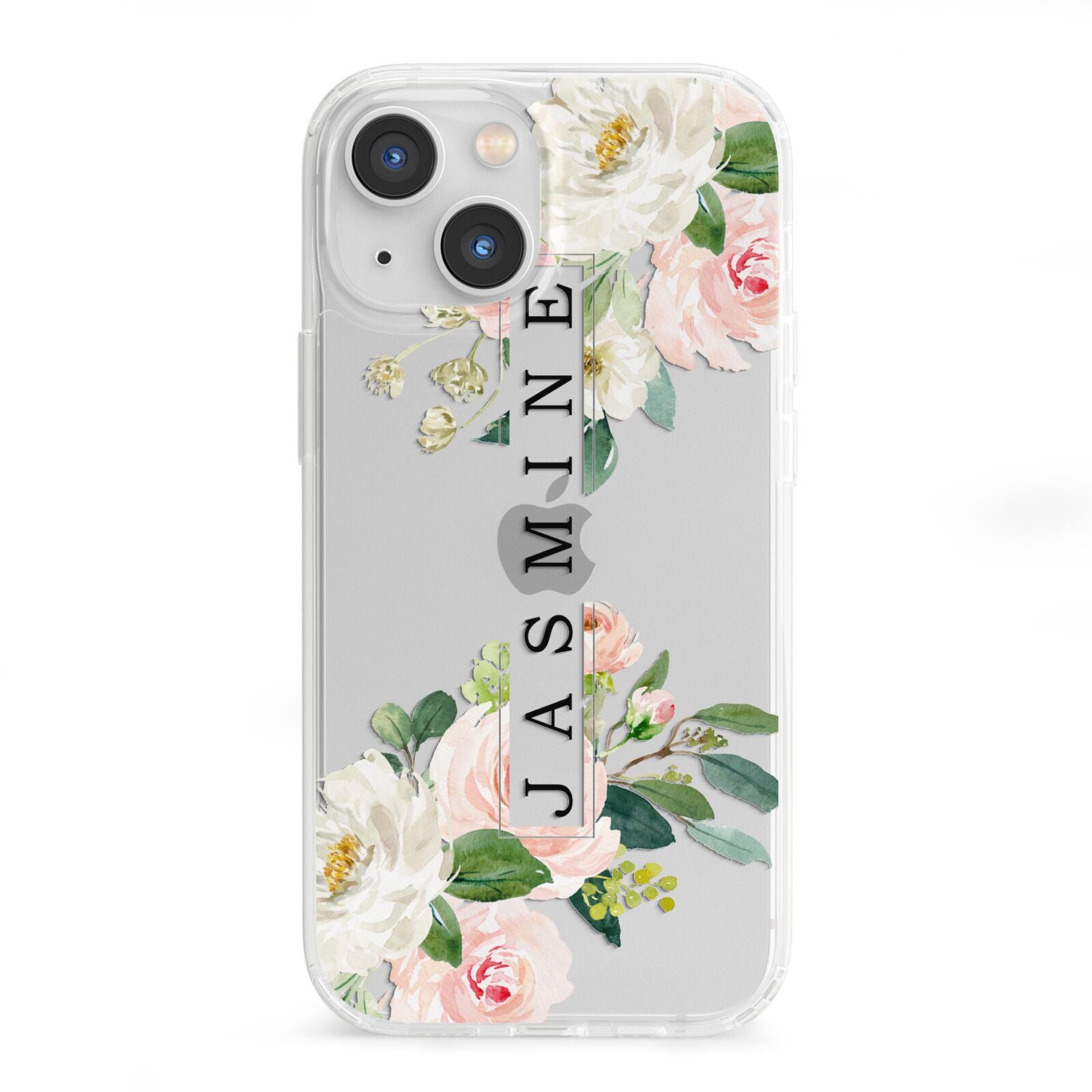 Personalised Floral Wreath with Name iPhone 13 Mini Clear Bumper Case