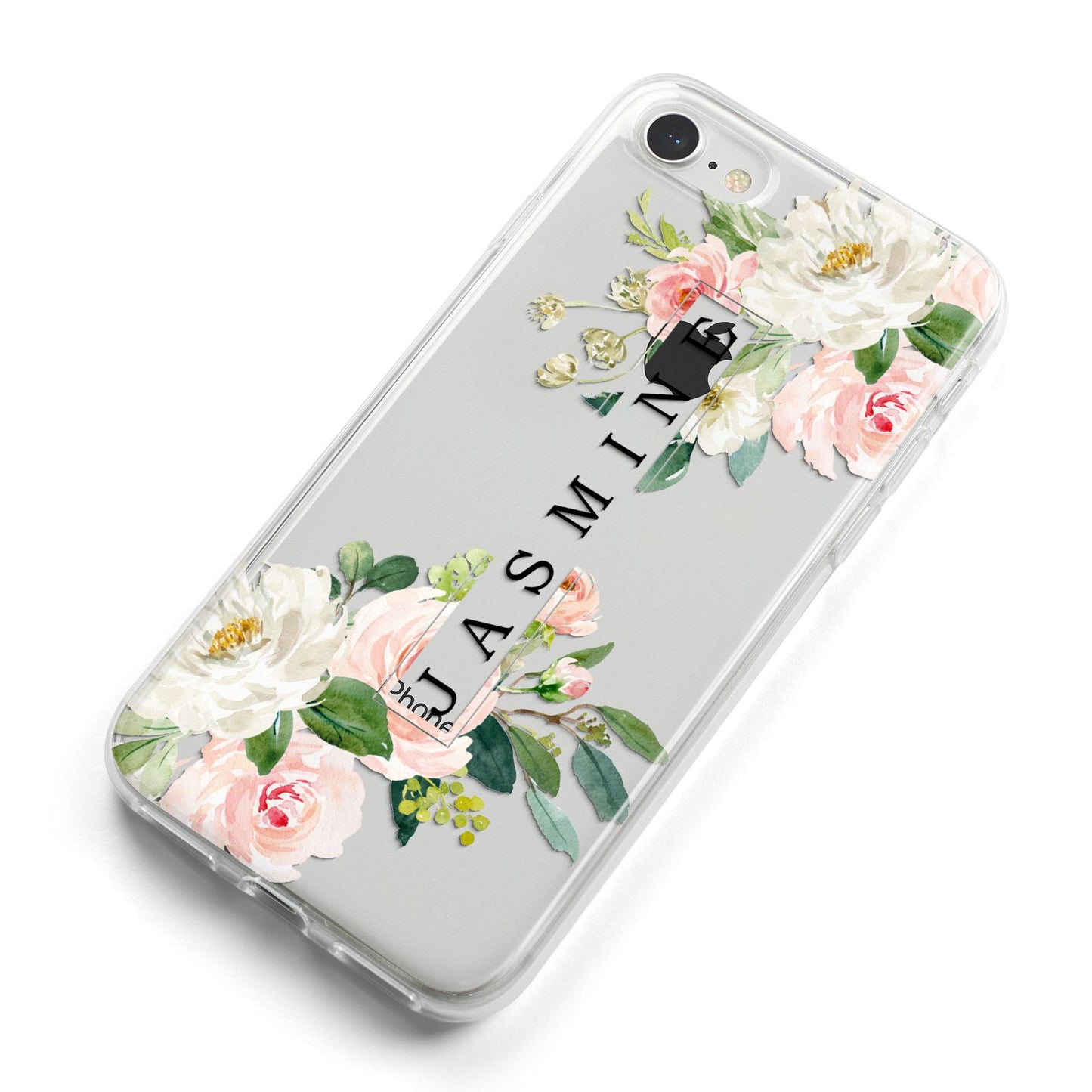 Personalised Floral Wreath with Name iPhone 8 Bumper Case on Silver iPhone Alternative Image