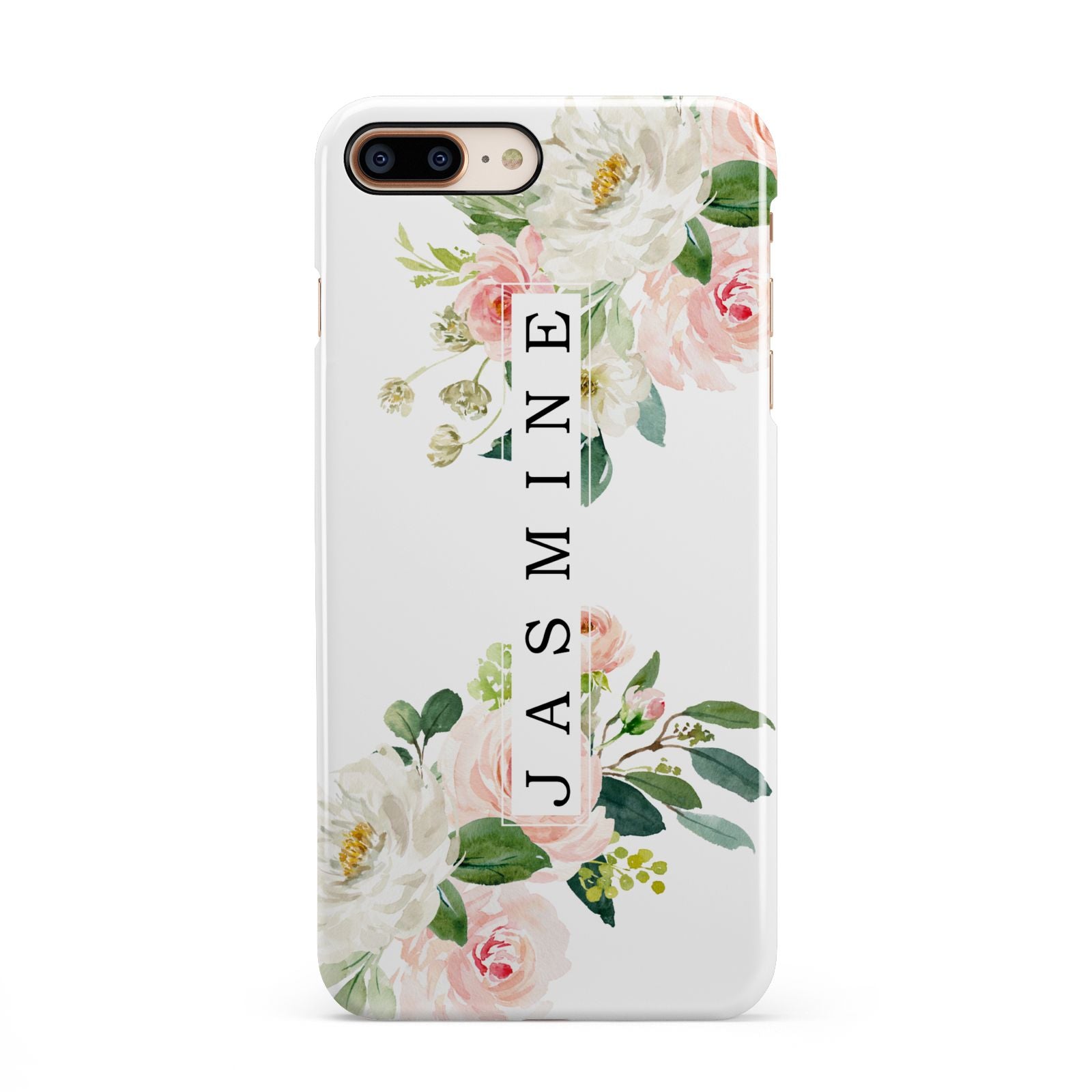 Personalised Floral Wreath with Name iPhone 8 Plus 3D Snap Case on Gold Phone