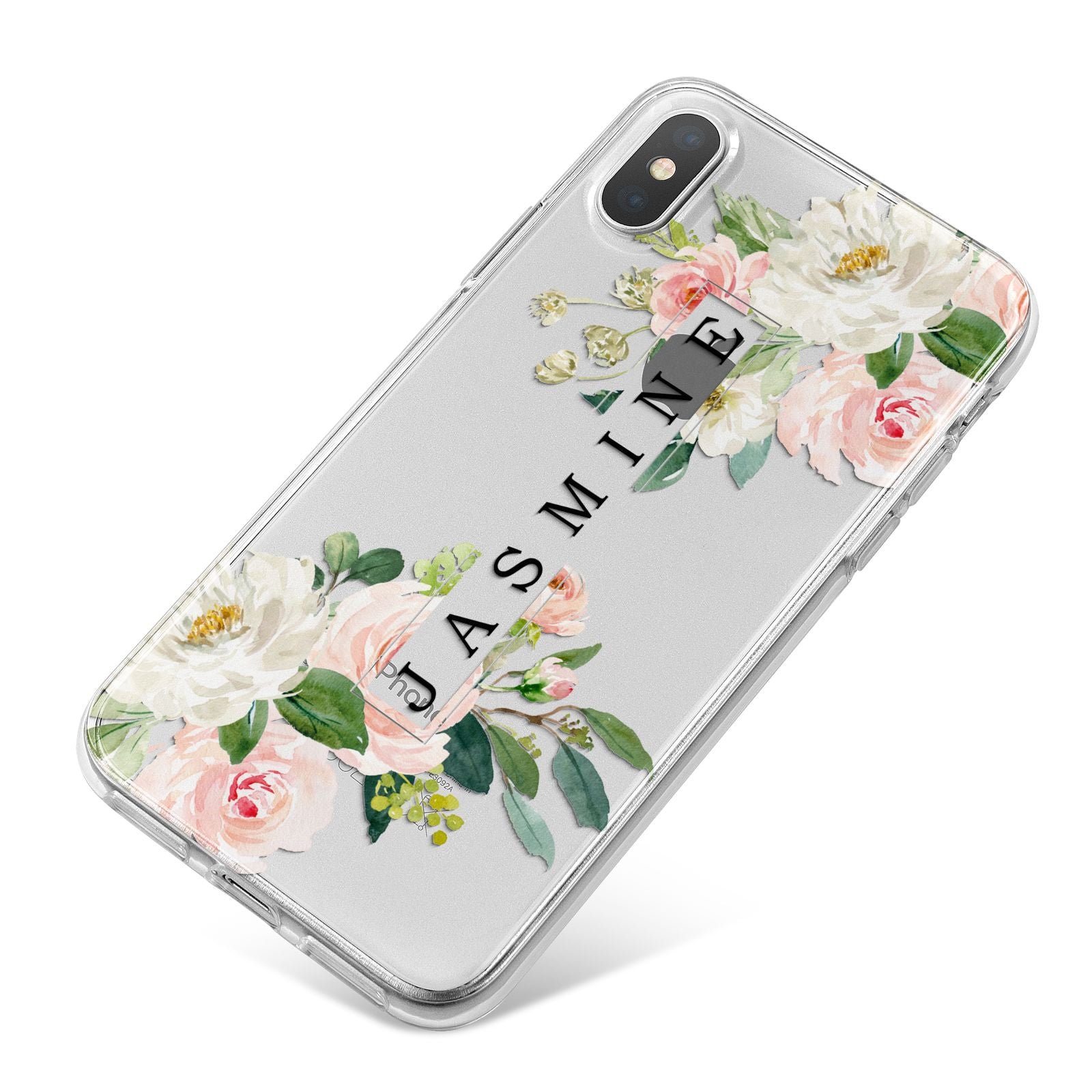 Personalised Floral Wreath with Name iPhone X Bumper Case on Silver iPhone