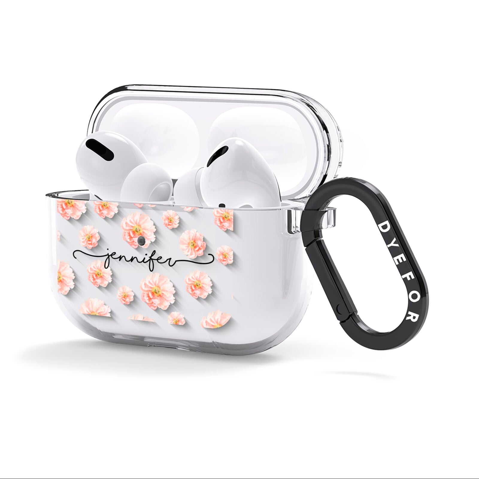 Personalised Flower Name AirPods Clear Case 3rd Gen Side Image