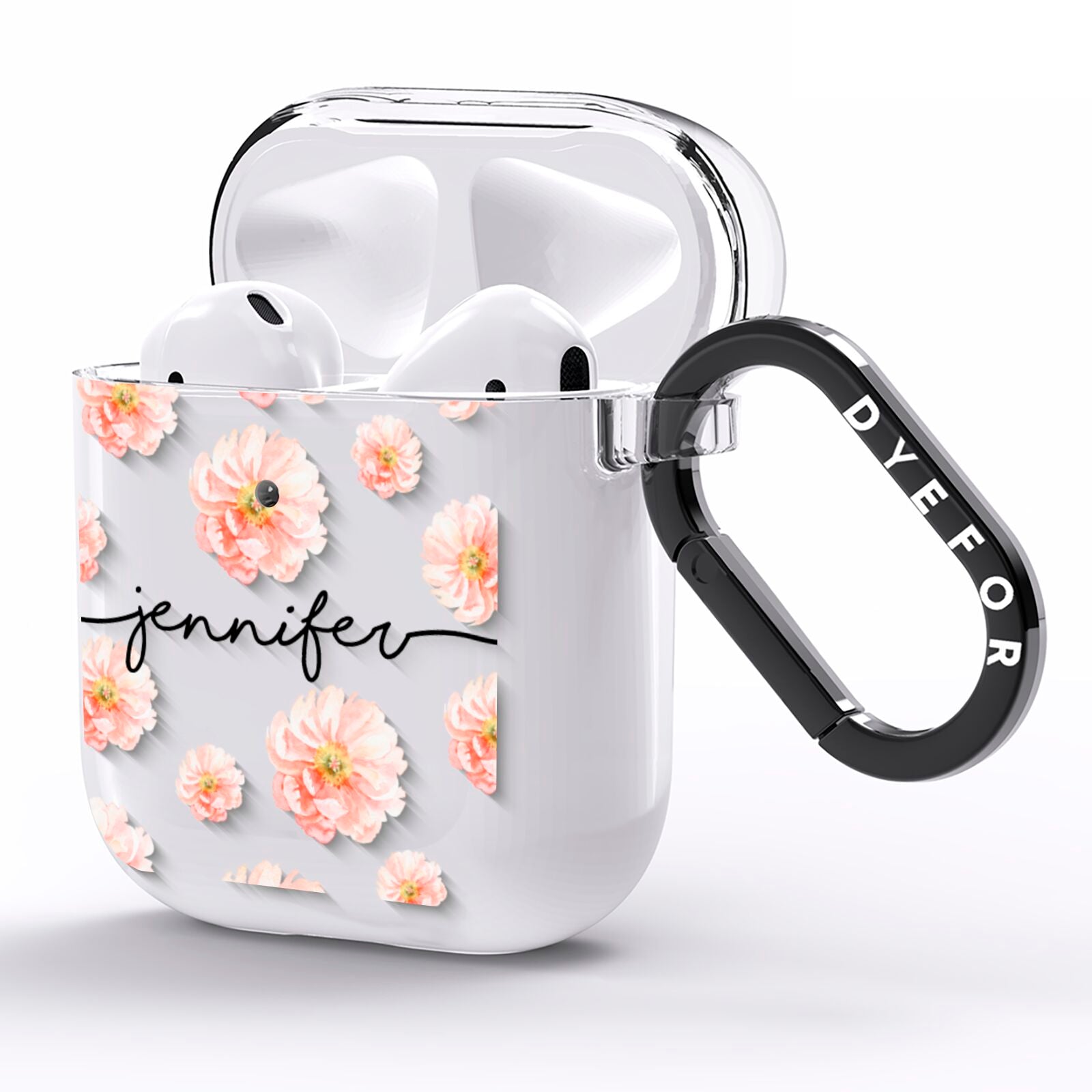 Personalised Flower Name AirPods Clear Case Side Image