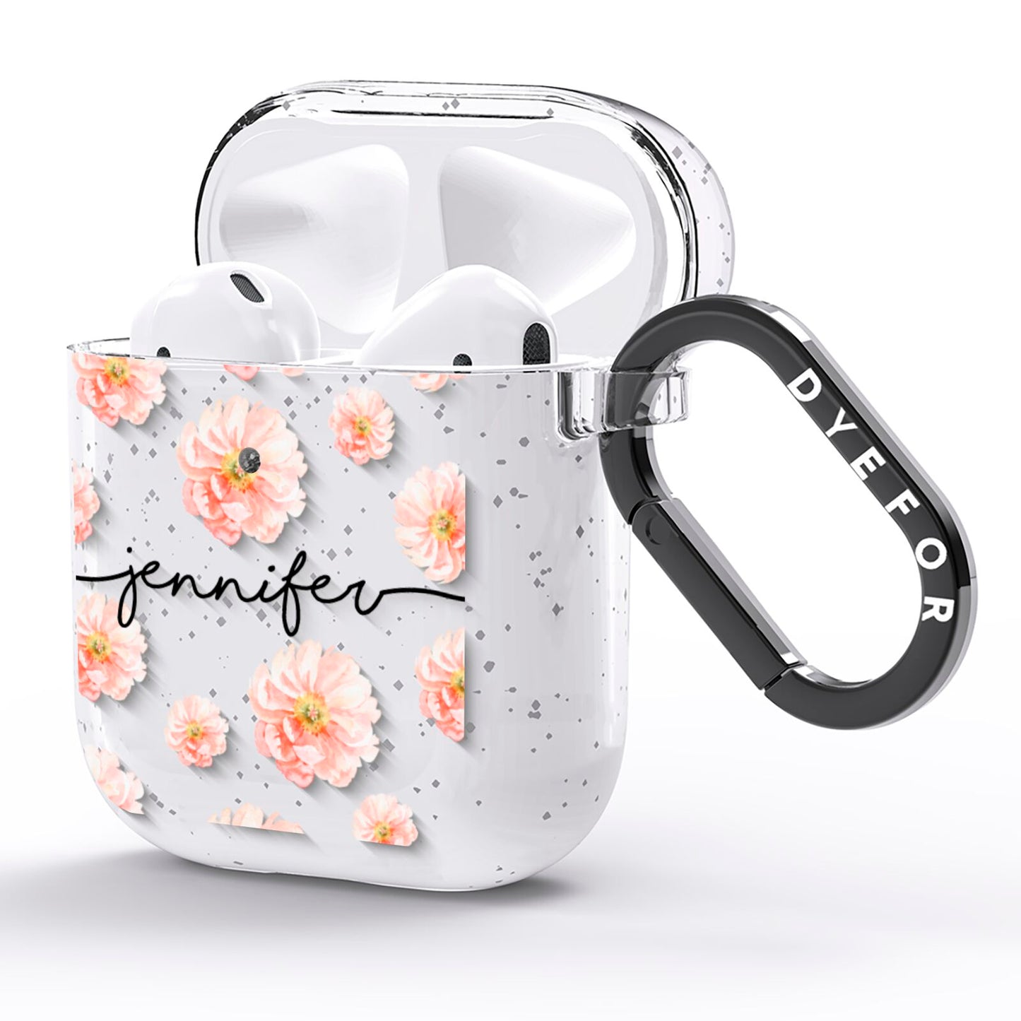 Personalised Flower Name AirPods Glitter Case Side Image