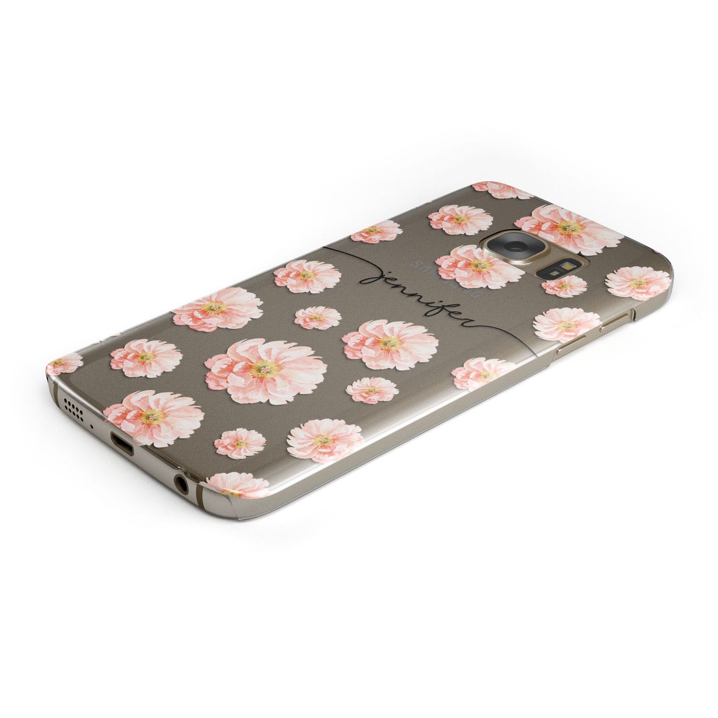 Personalised Flower Name Protective Samsung Galaxy Case Angled Image