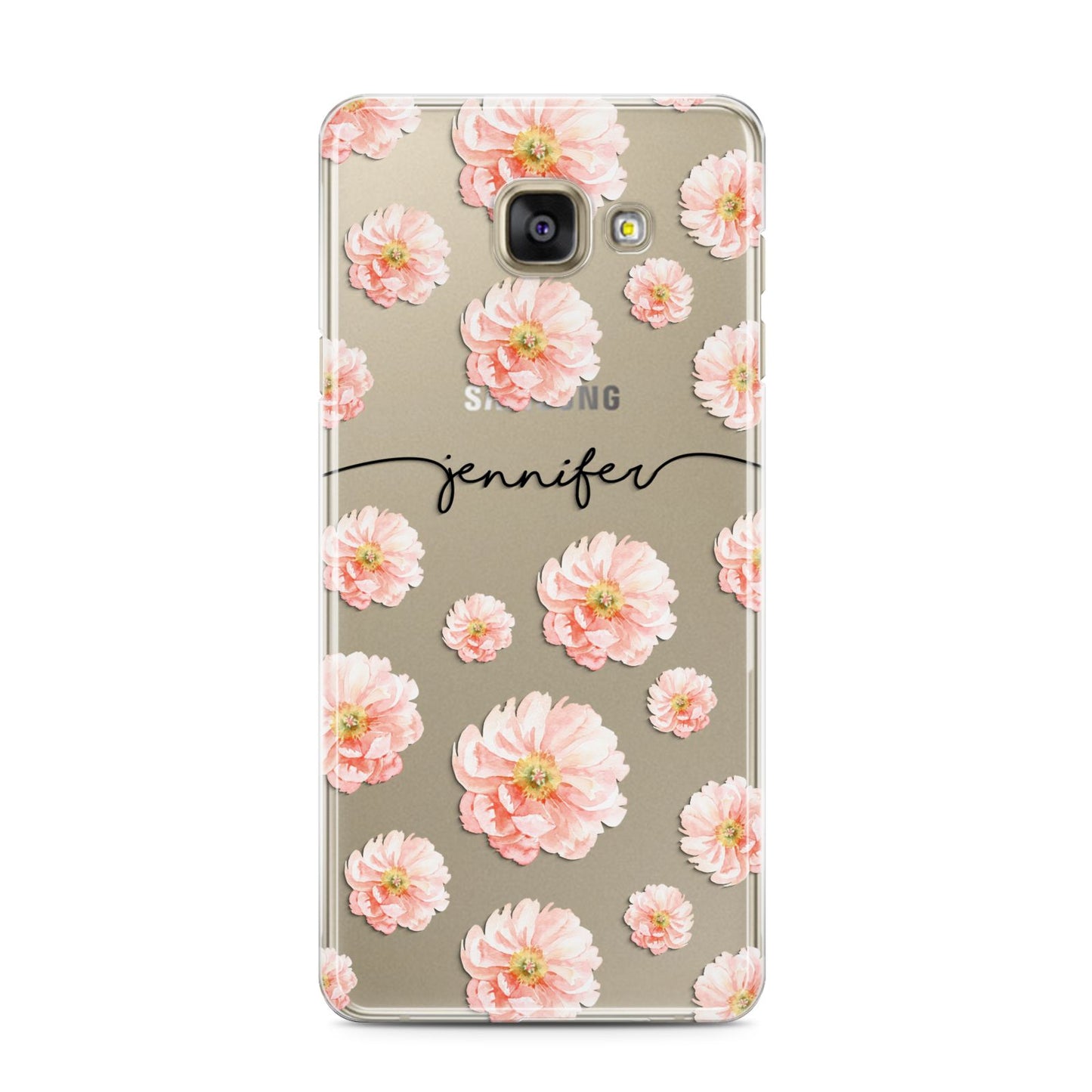 Personalised Flower Name Samsung Galaxy A3 2016 Case on gold phone