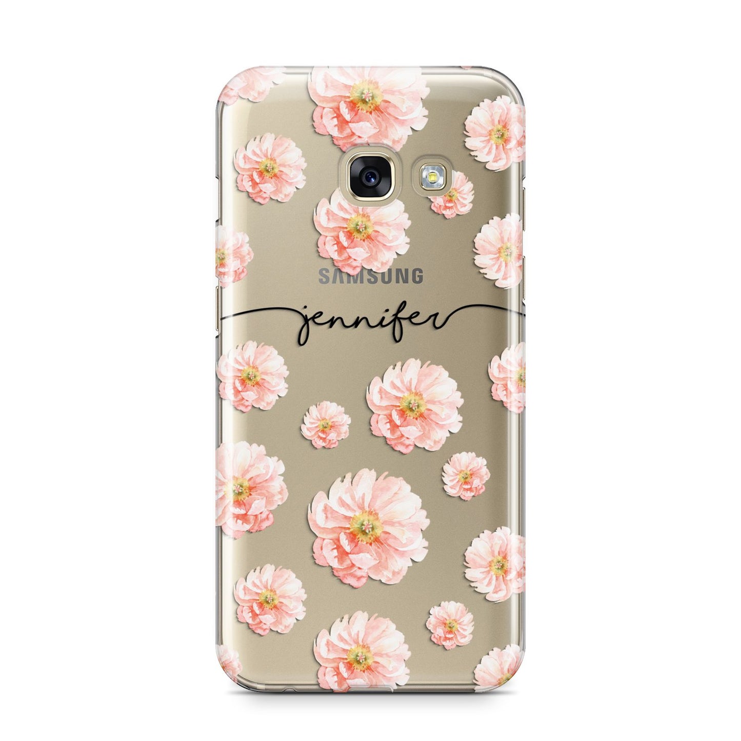 Personalised Flower Name Samsung Galaxy A3 2017 Case on gold phone