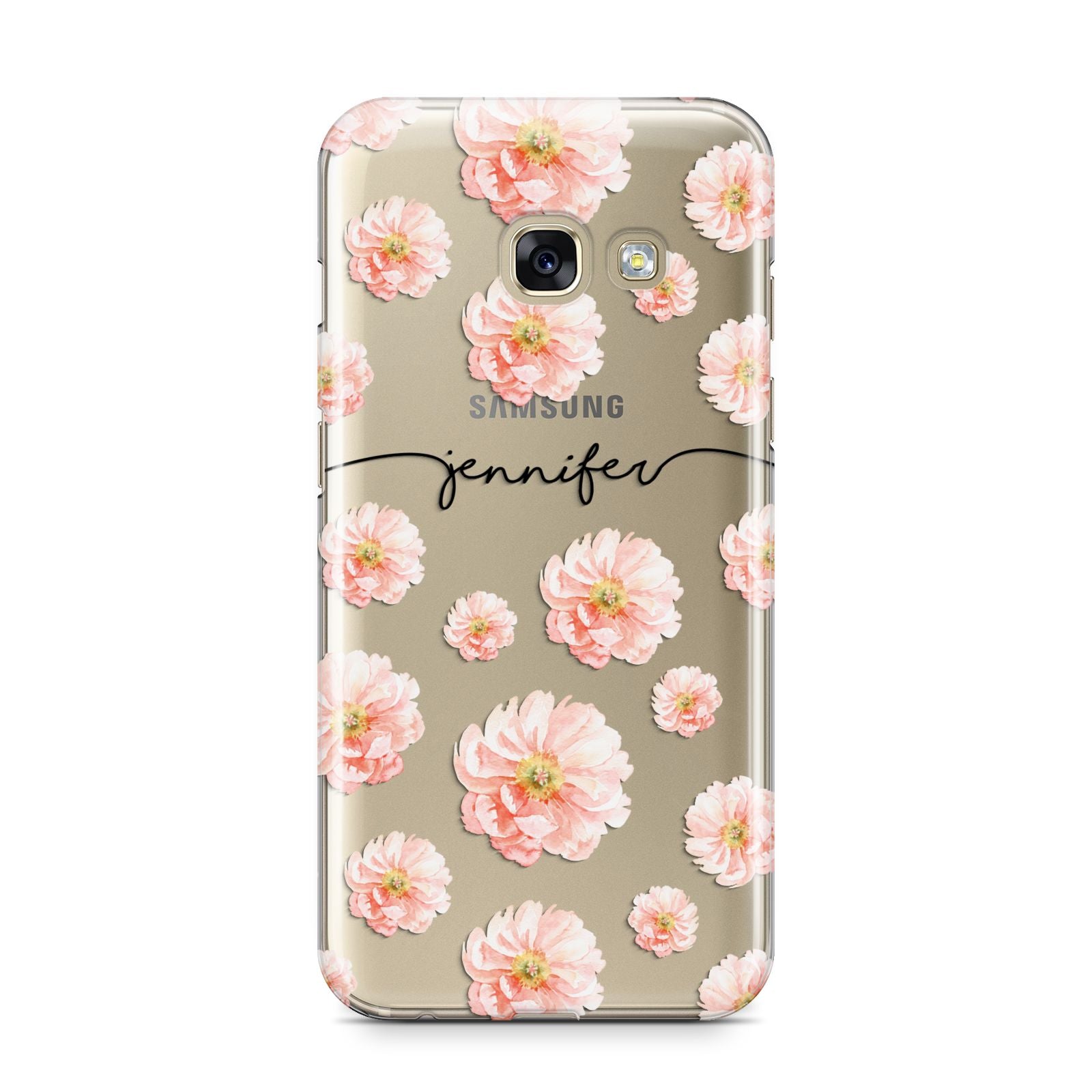 Personalised Flower Name Samsung Galaxy A3 2017 Case on gold phone