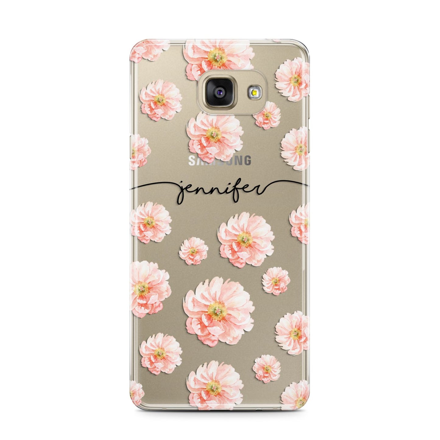 Personalised Flower Name Samsung Galaxy A7 2016 Case on gold phone