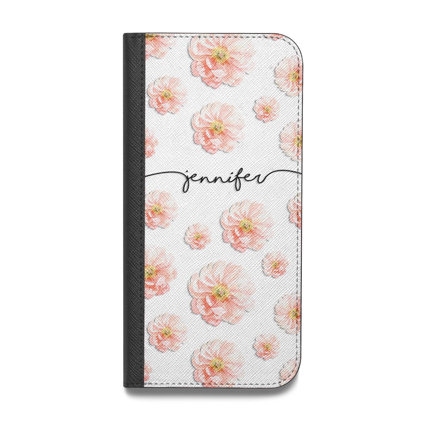 Personalised Flower Name Vegan Leather Flip iPhone Case