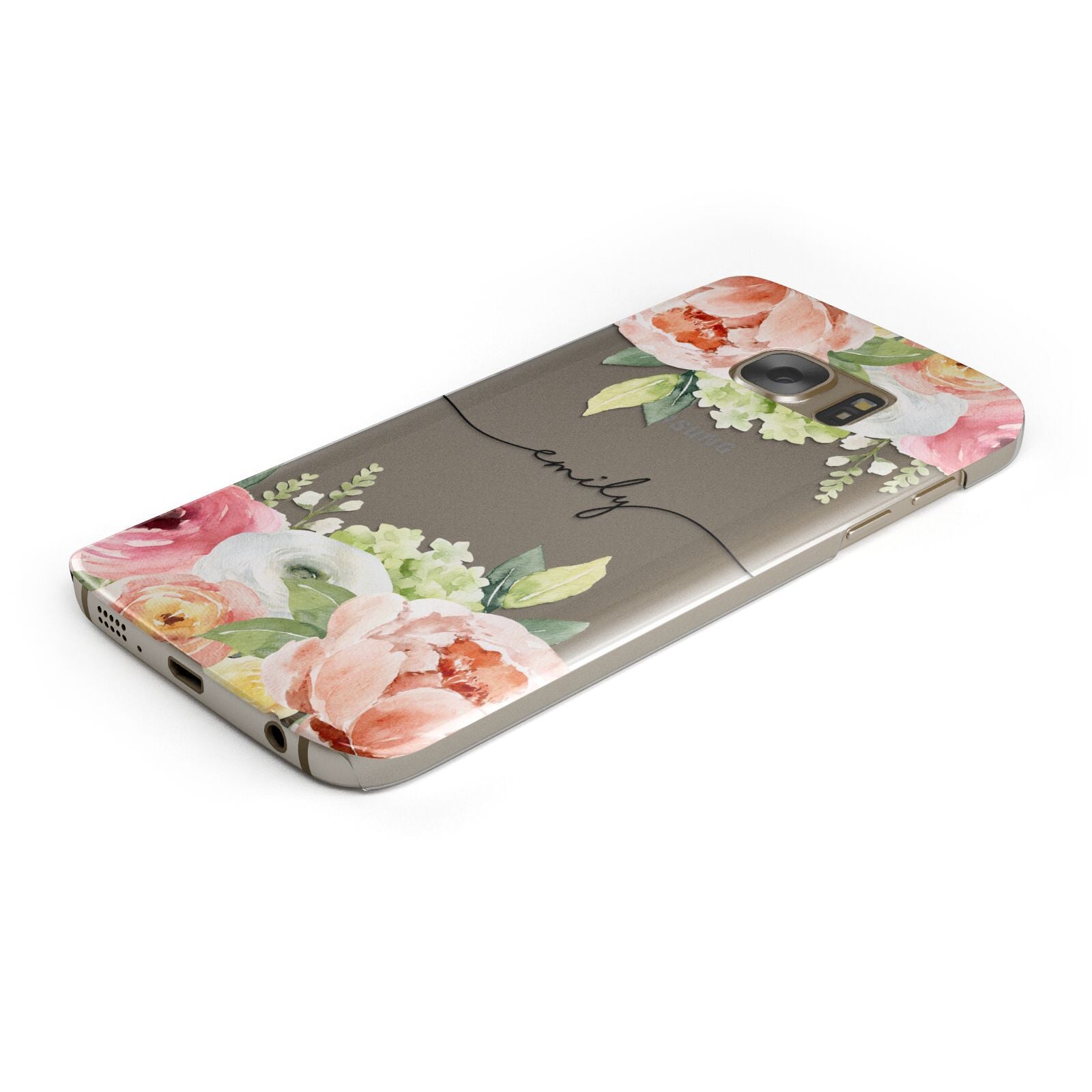 Personalised Flowers Protective Samsung Galaxy Case Angled Image