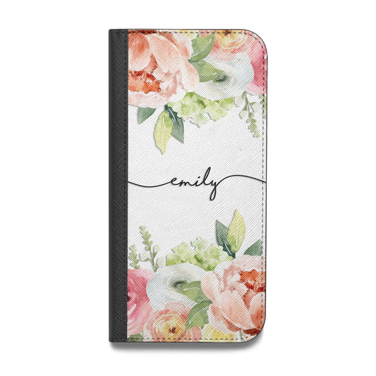 Personalised Flowers Vegan Leather Flip iPhone Case