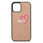 Personalised Font With Heart Rose Gold Pebble Leather iPhone 12 Case