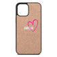 Personalised Font With Heart Rose Gold Pebble Leather iPhone 12 Pro Max Case