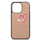 Personalised Font With Heart Rose Gold Pebble Leather iPhone 13 Pro Case