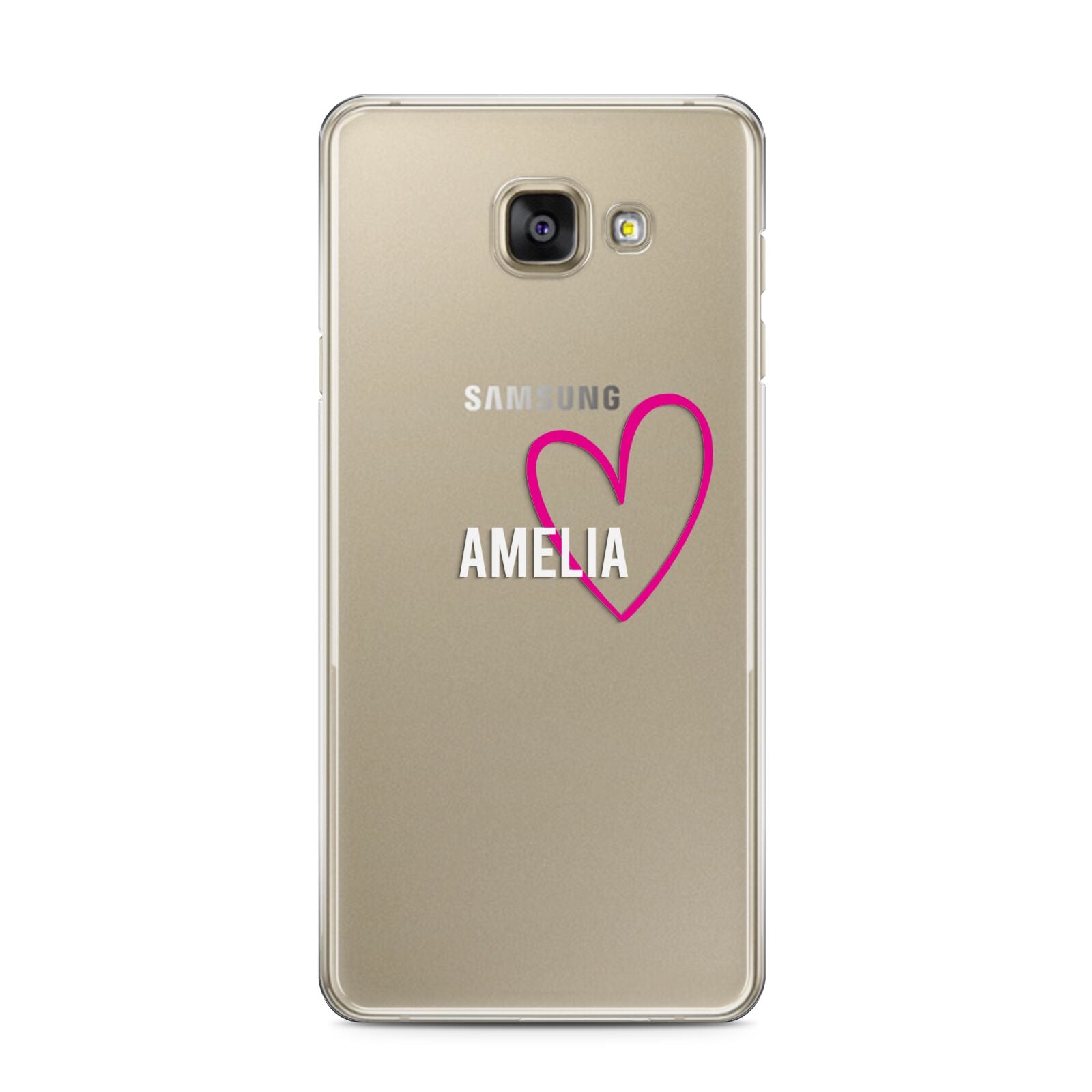 Personalised Font With Heart Samsung Galaxy A3 2016 Case on gold phone