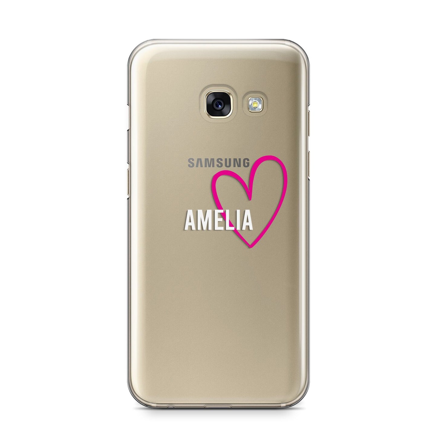 Personalised Font With Heart Samsung Galaxy A3 2017 Case on gold phone