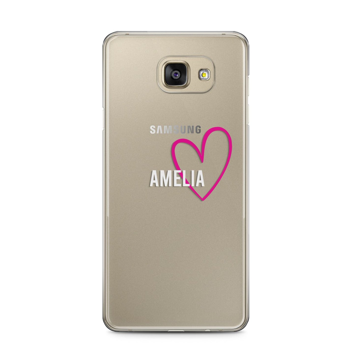 Personalised Font With Heart Samsung Galaxy A5 2016 Case on gold phone