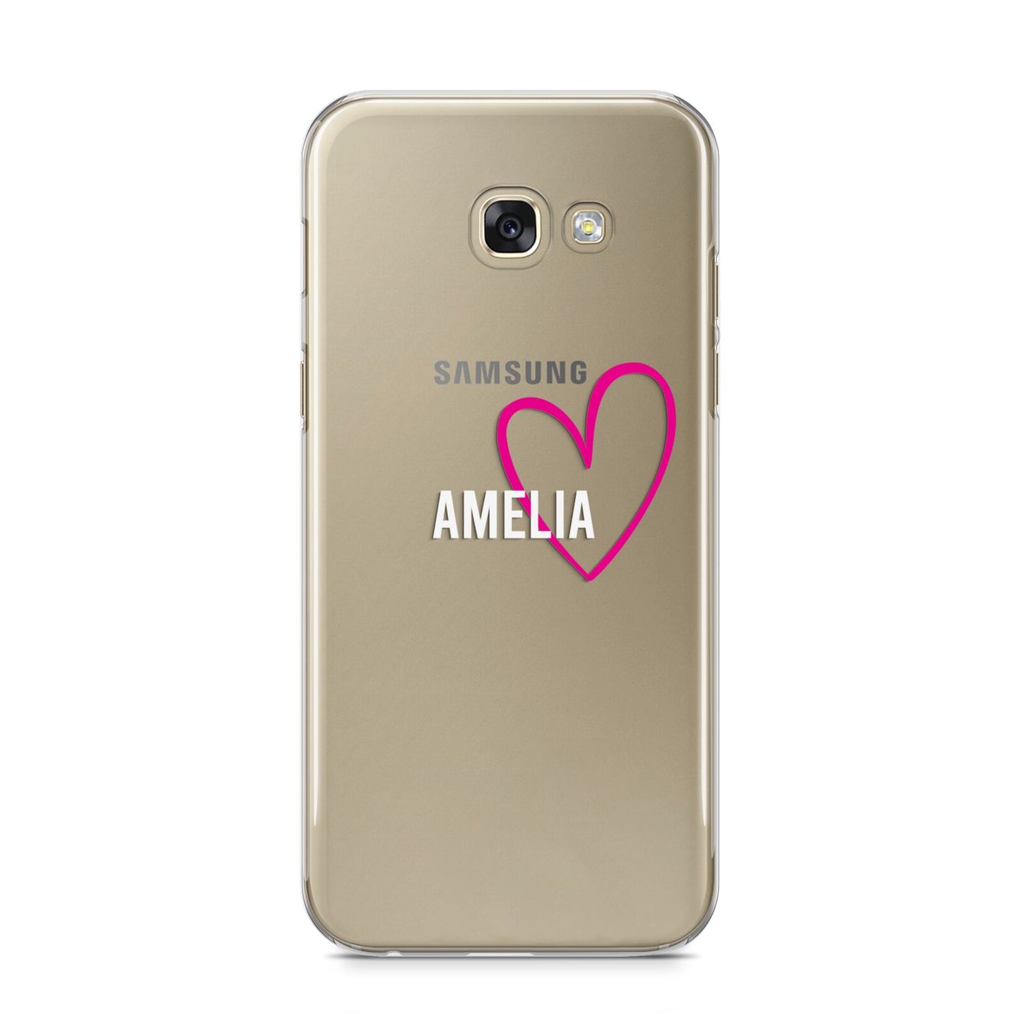 Personalised Font With Heart Samsung Galaxy A5 2017 Case on gold phone