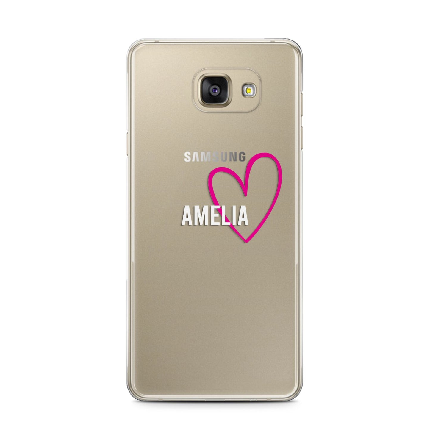 Personalised Font With Heart Samsung Galaxy A7 2016 Case on gold phone