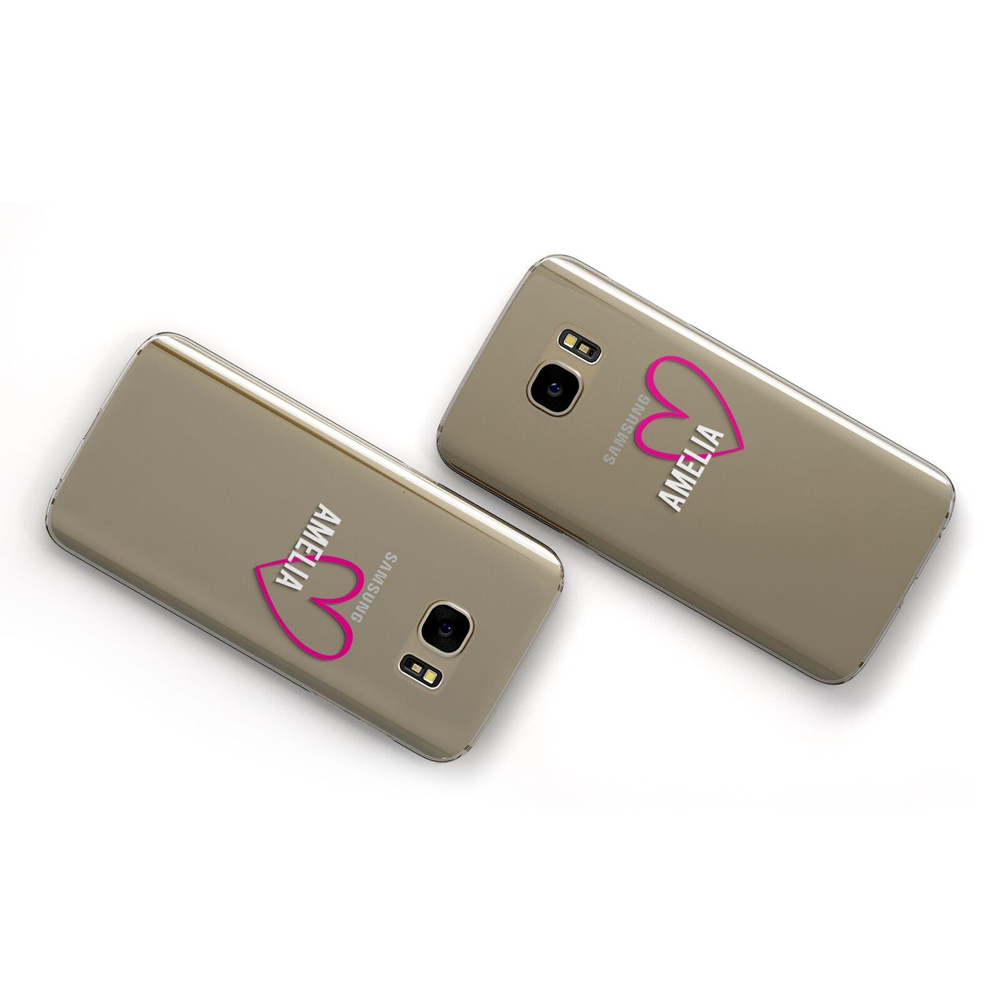 Personalised Font With Heart Samsung Galaxy Case Flat Overview